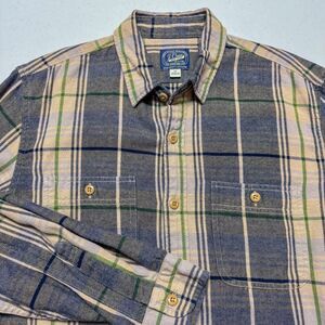 J Crew Shirt Mens Medium Blue Plaid Flannel Sportsmen Outfitter New York Outdoor